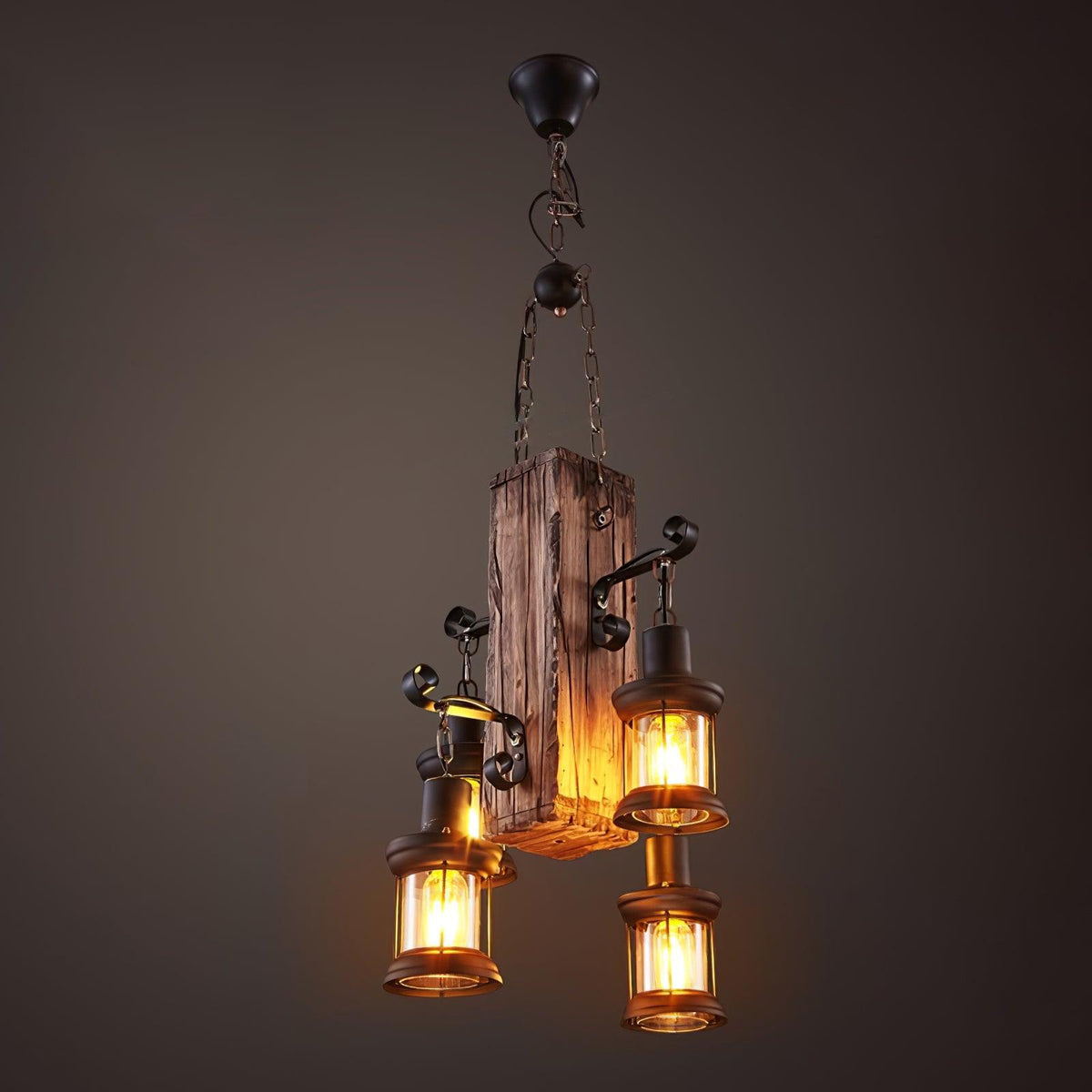 Aurzorir Vintage houten kroonluchter