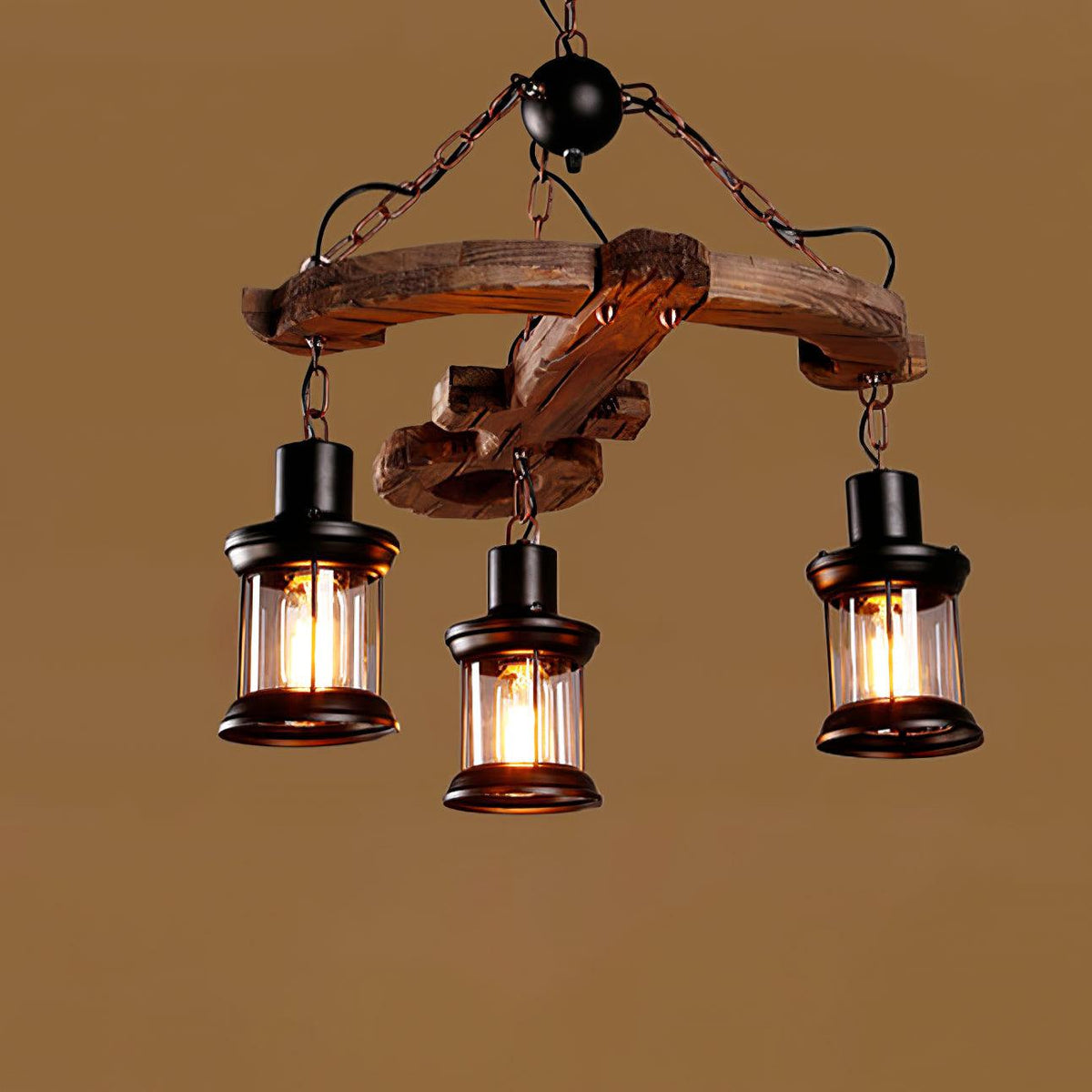 Aurzorir Vintage houten kroonluchter