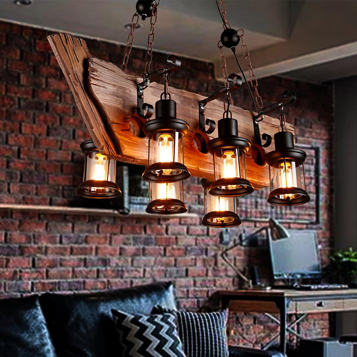 Aurzorir Vintage houten kroonluchter