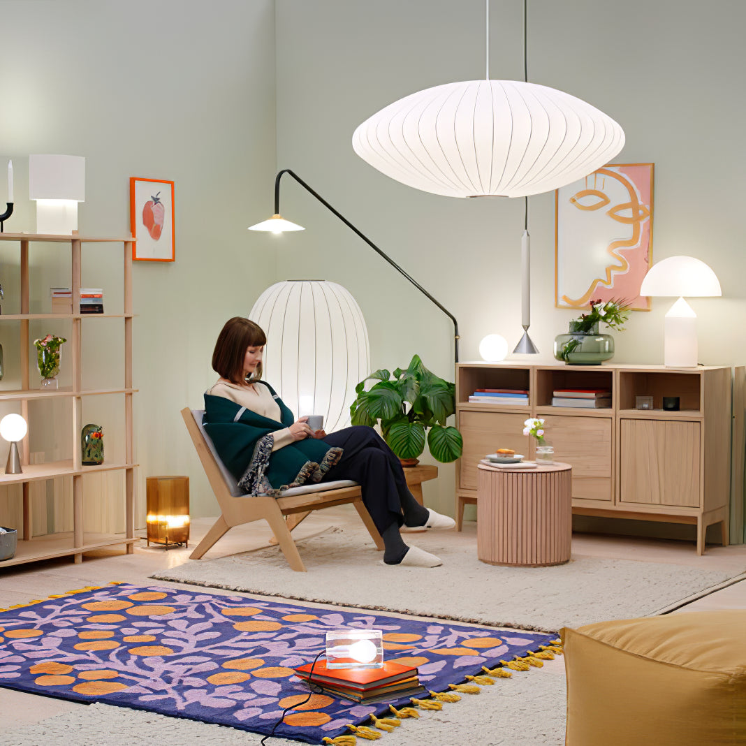 Bis hanglamp van zijde en staal