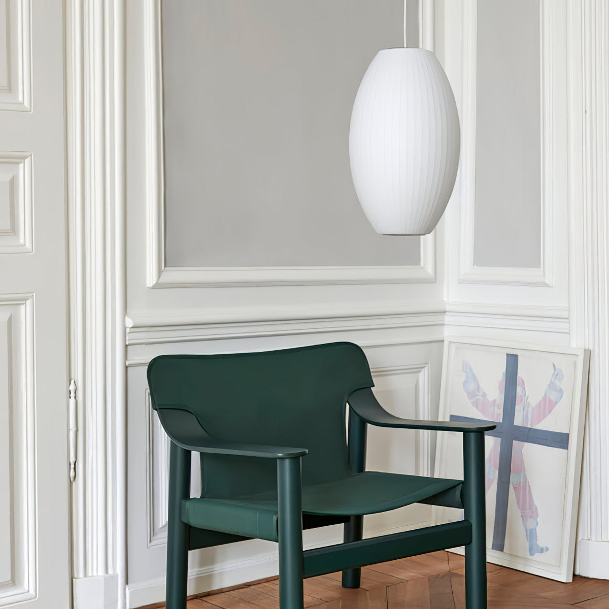 Bis hanglamp van zijde en staal