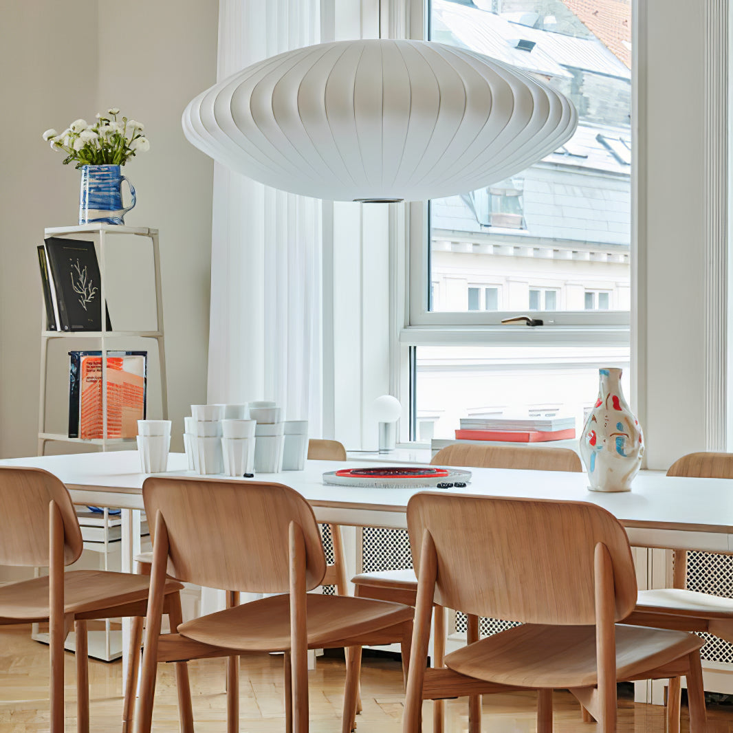Bis hanglamp van zijde en staal