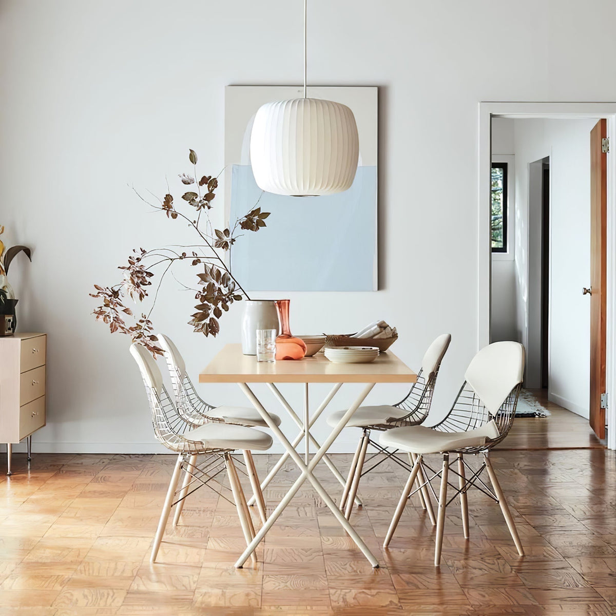 Bis hanglamp van zijde en staal