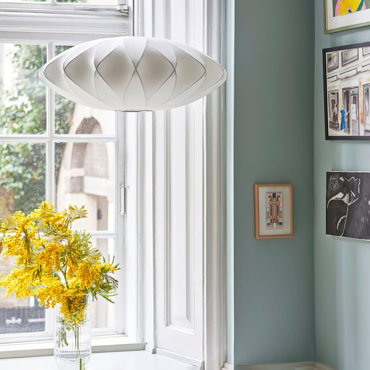 Bis hanglamp van zijde en staal