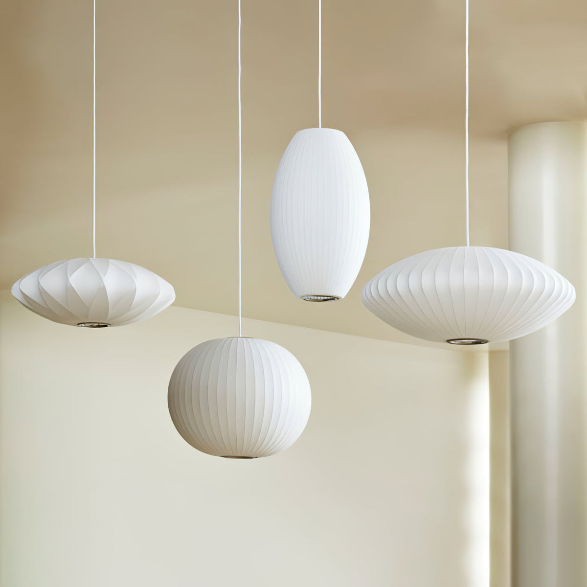 Bis hanglamp van zijde en staal