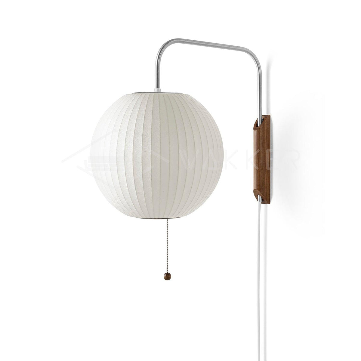 Aldinira wandlamp walnoot bal