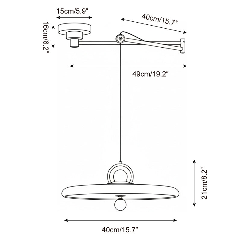 Cirorenne hanglamp met schommelarm in paars