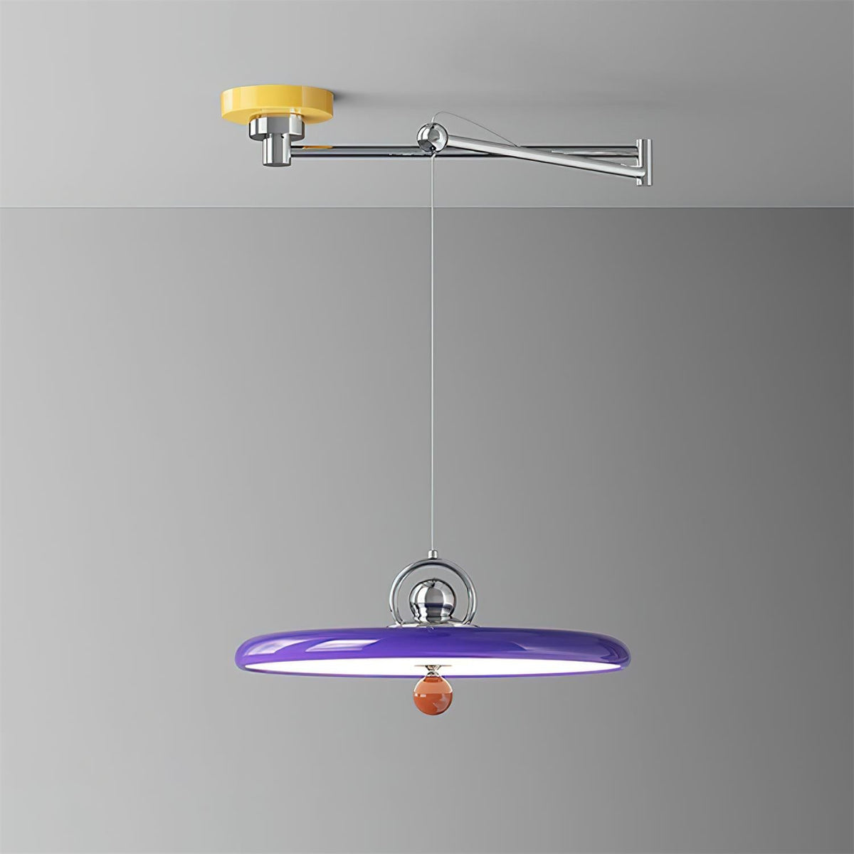 Cirorenne hanglamp met schommelarm in paars
