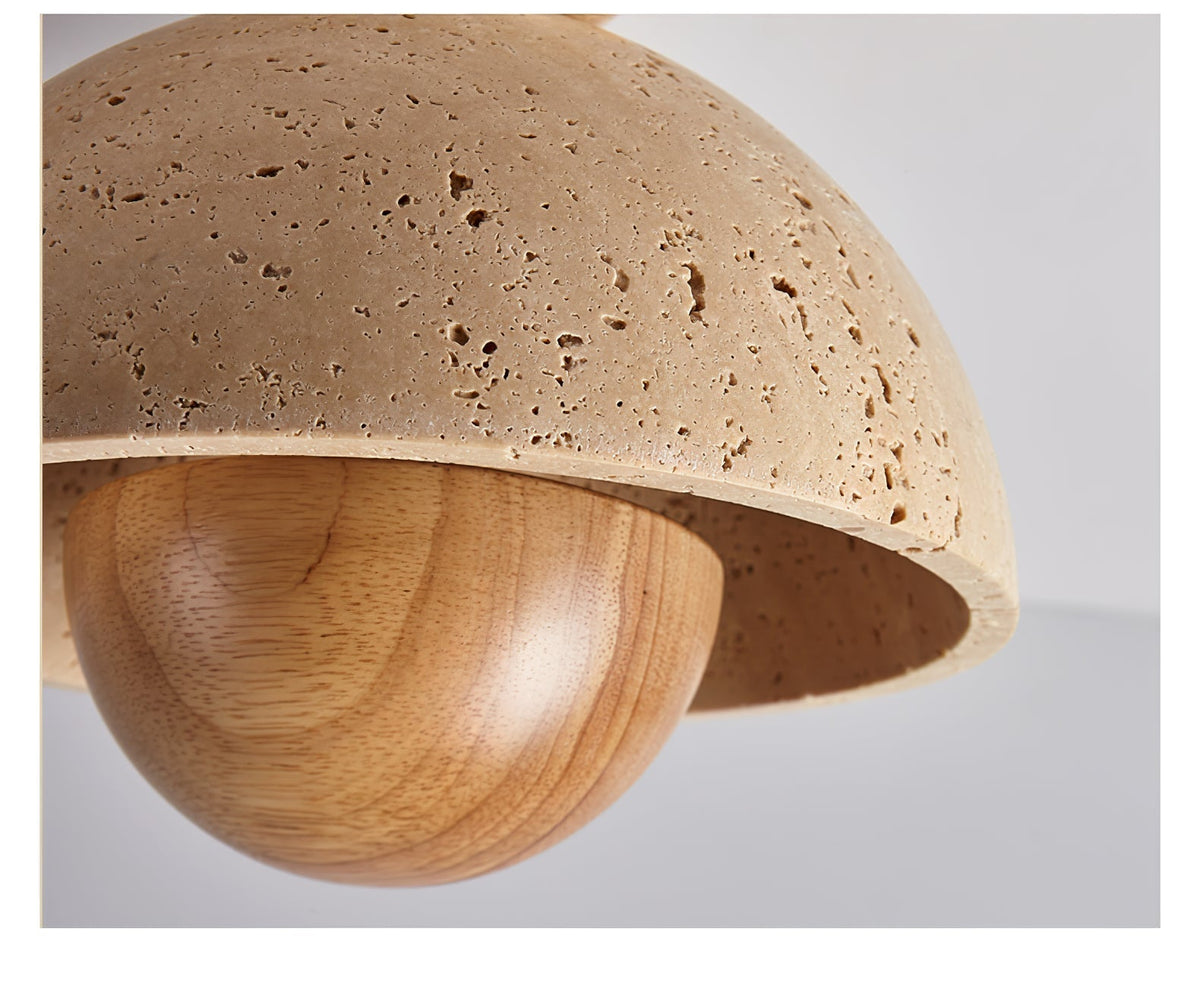 Tavivel travertin plafondlamp met walnoot