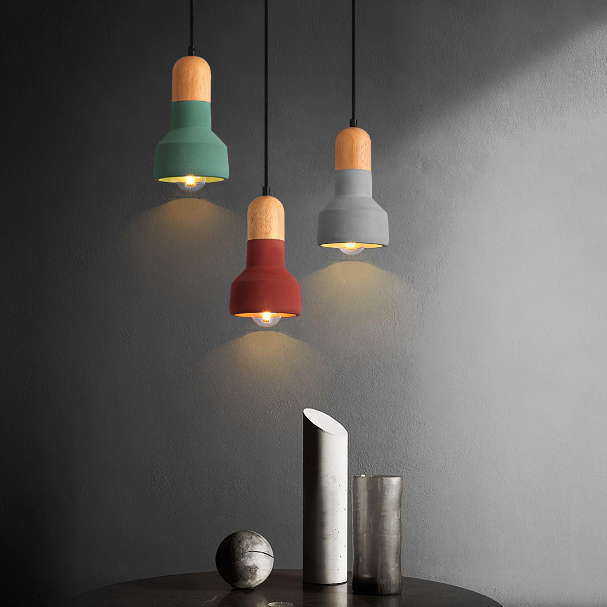 Trio Rustic hout hanglamp Grijs