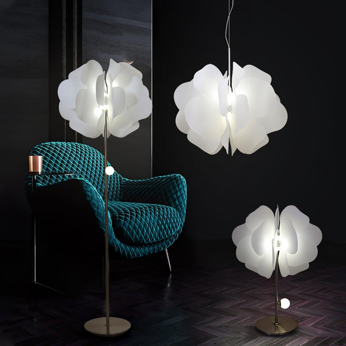 Orelisiella hanglamp plastic bloemmotief