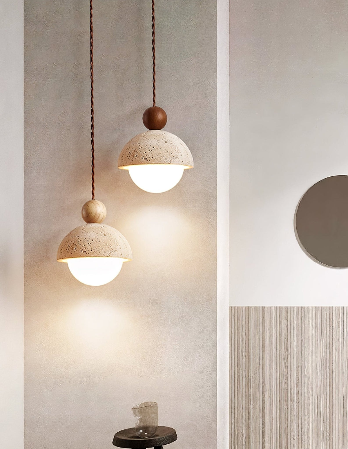 Bexn hanglamp van geel travertin