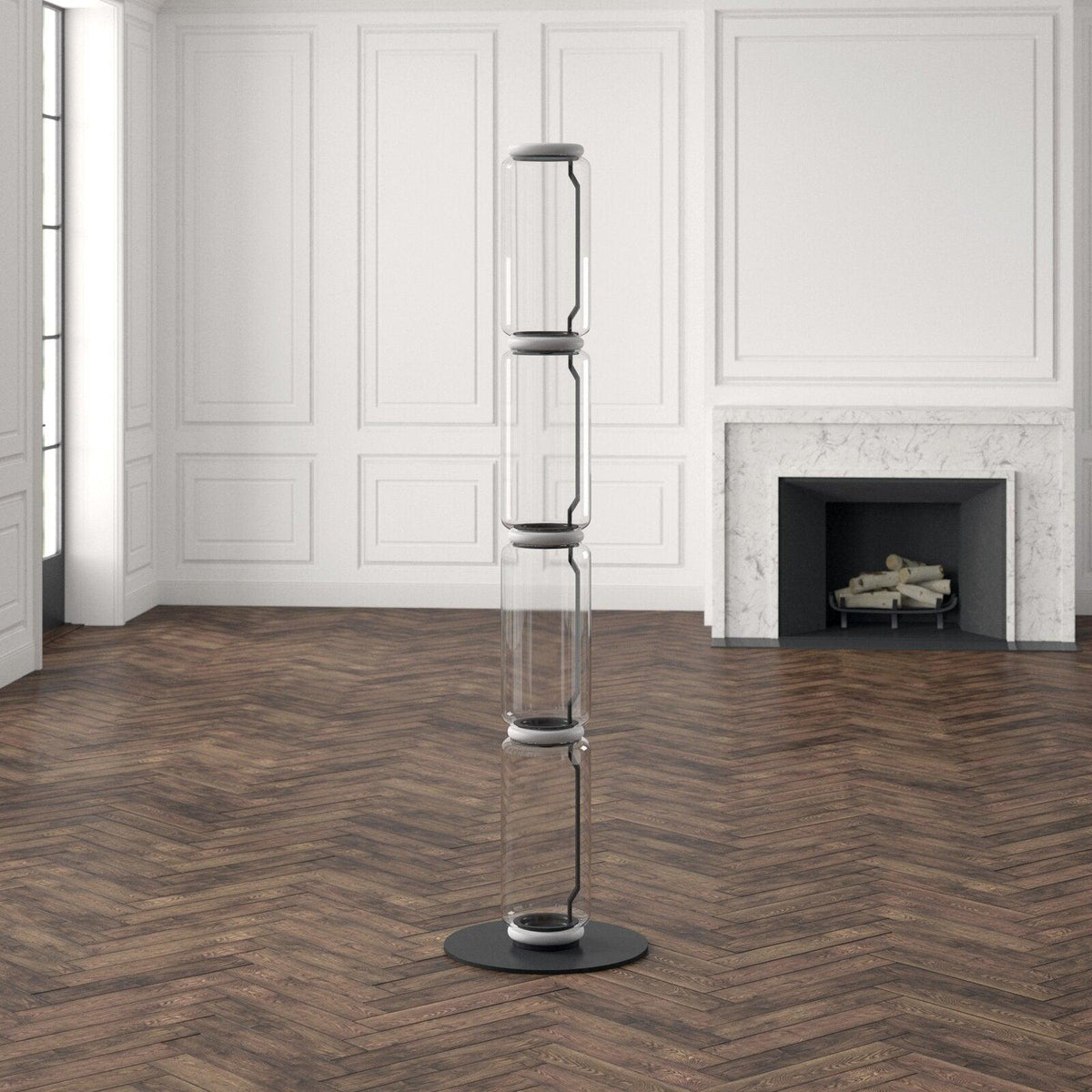 Cyrilys vloerlamp bamboe glas
