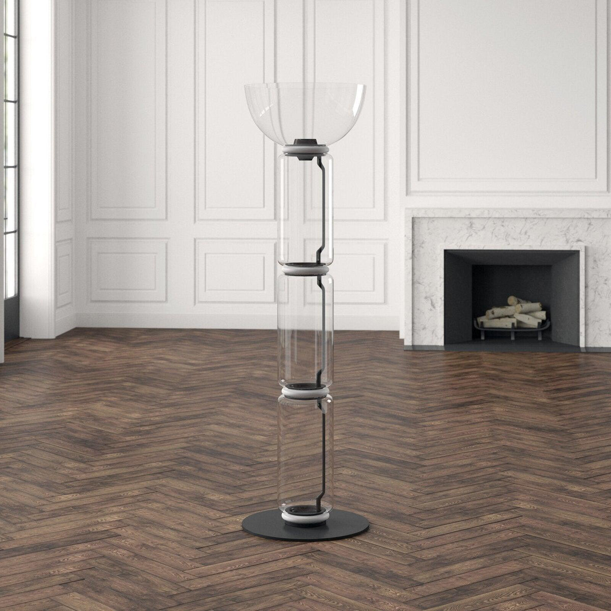 Cyrilys vloerlamp bamboe glas