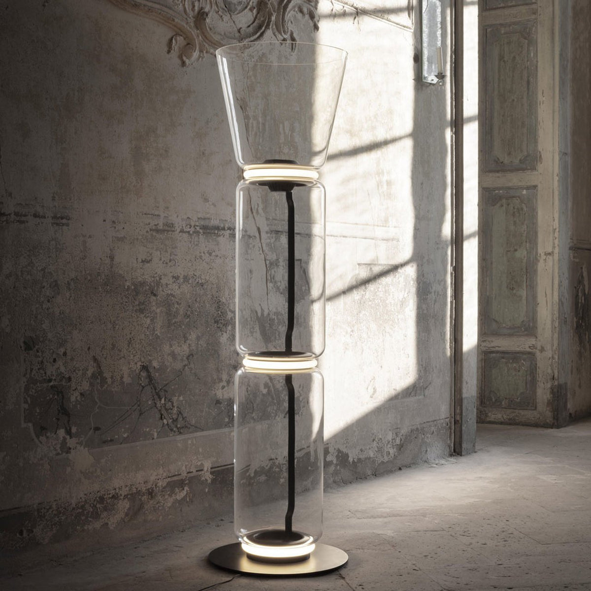 Cyrilys vloerlamp bamboe glas