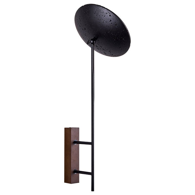 Fawn Sunflower Moderne wandlamp van zwart travertin en walnoot