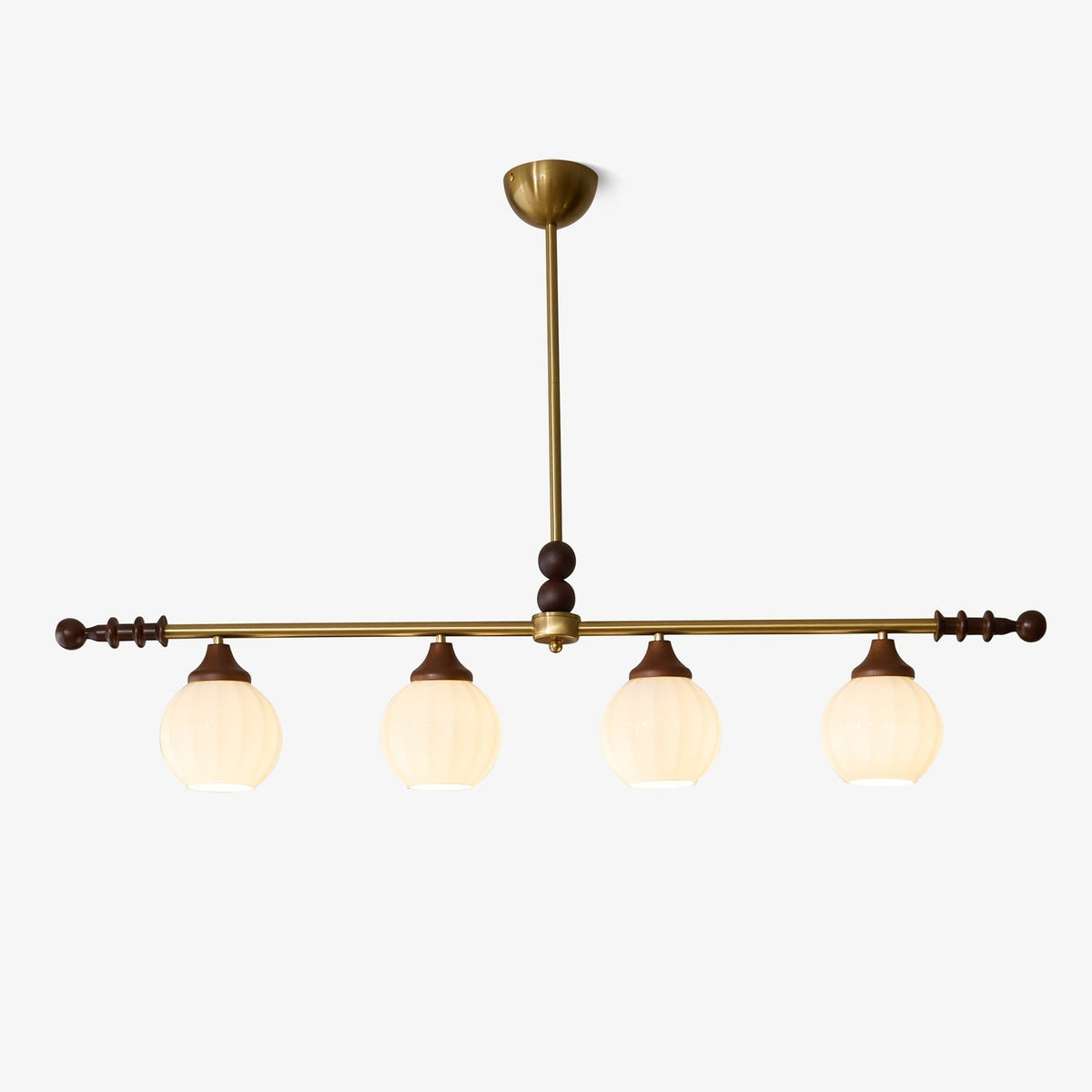 Codoriel Traditionele hanglamp van hout en glas voor eiland
