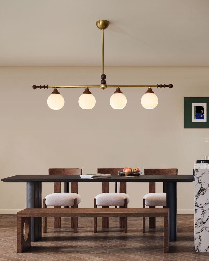 Codoriel Traditionele hanglamp van hout en glas voor eiland