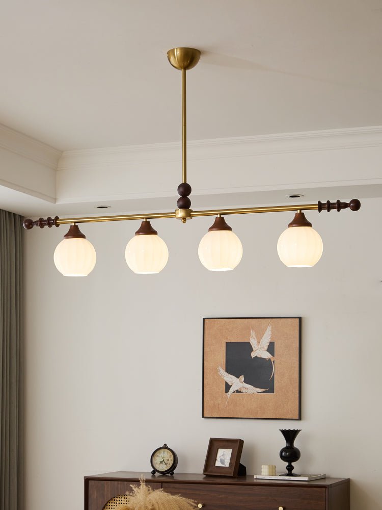 Codoriel Traditionele hanglamp van hout en glas voor eiland