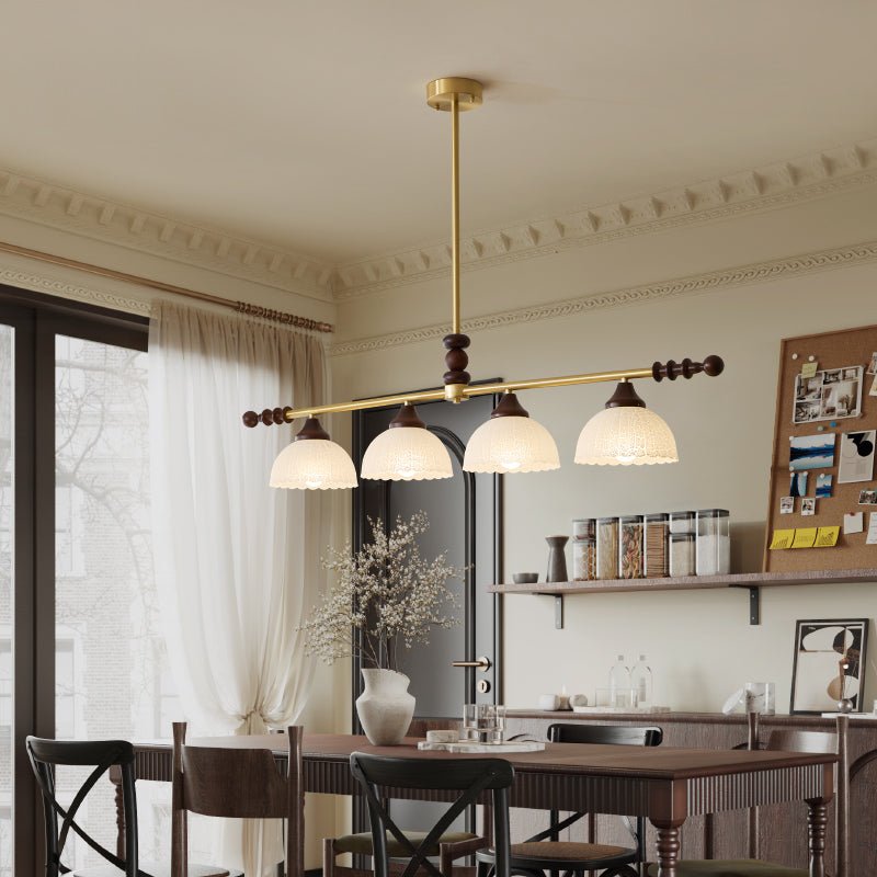 Codoriel Traditionele hanglamp van hout en glas voor eiland