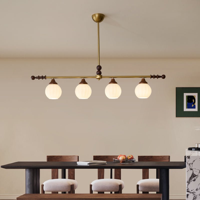 Codoriel Traditionele hanglamp van hout en glas voor eiland