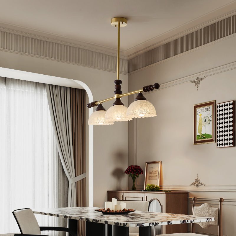 Codoriel Traditionele hanglamp van hout en glas voor eiland