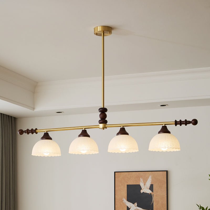 Codoriel Traditionele hanglamp van hout en glas voor eiland