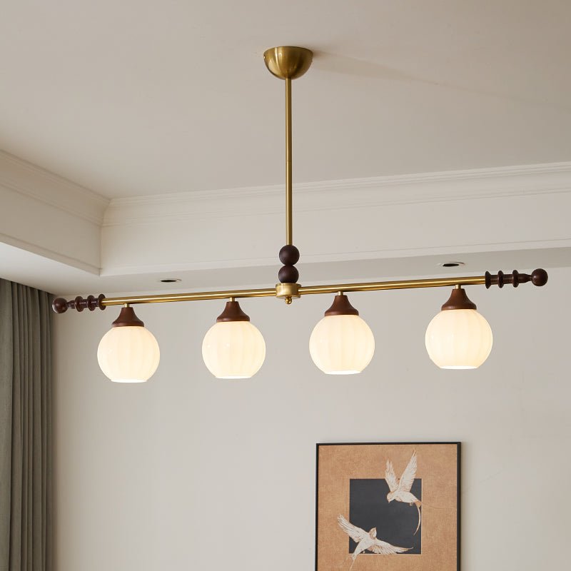 Codoriel Traditionele hanglamp van hout en glas voor eiland