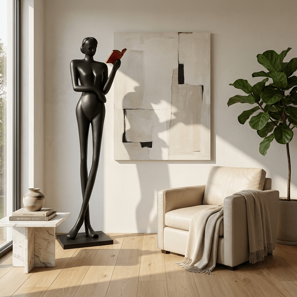 Noir Muse Leesstandbeeld Sculptuur