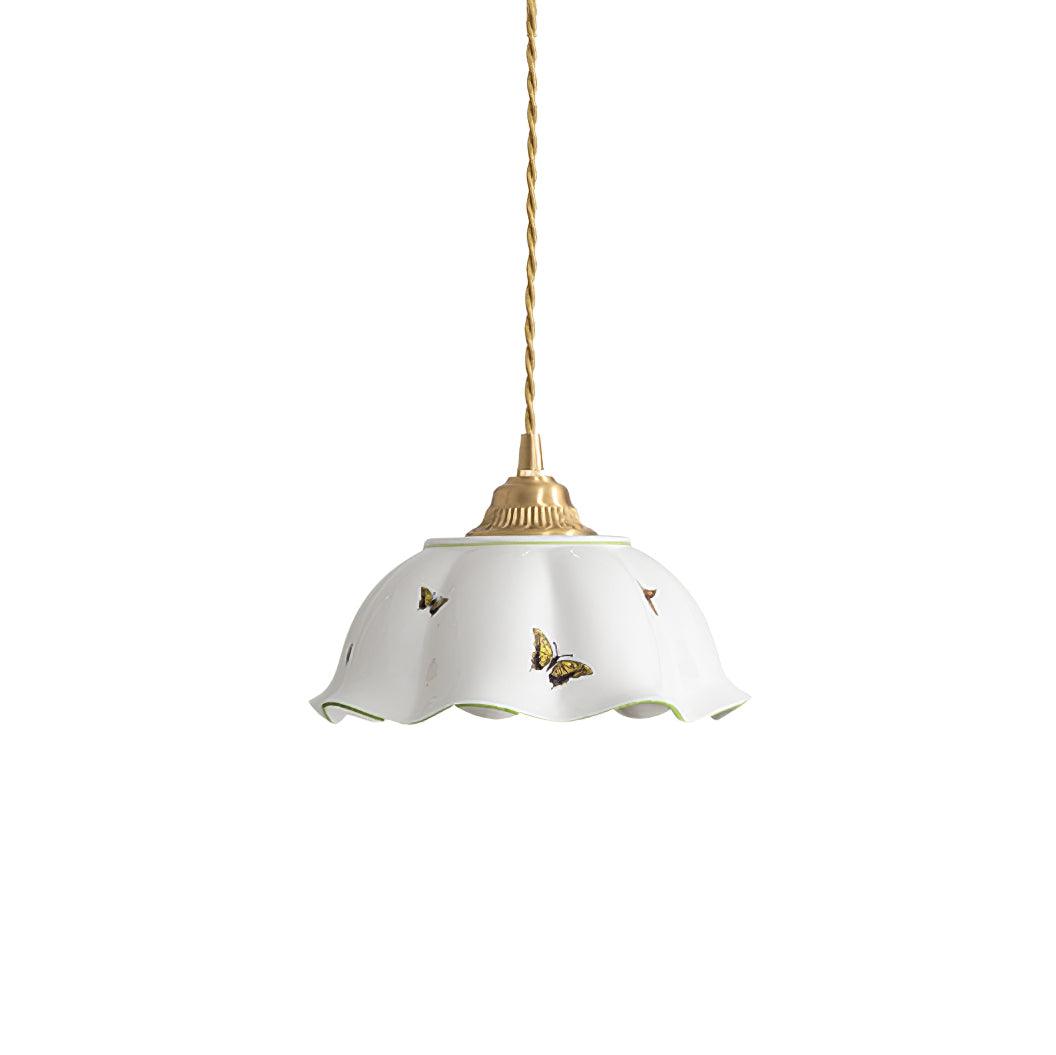 Lumina hanglamp keramisch bloemblaadje met vlinders vintage