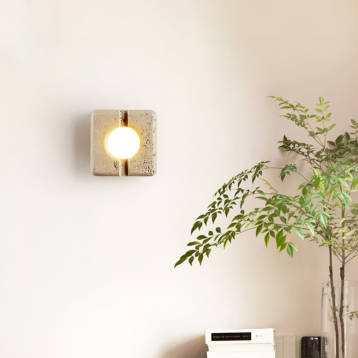 Valaora Geel travertin wandlamp