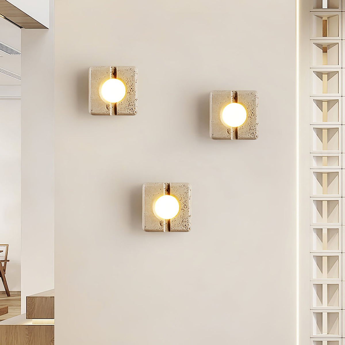 Valaora Geel travertin wandlamp