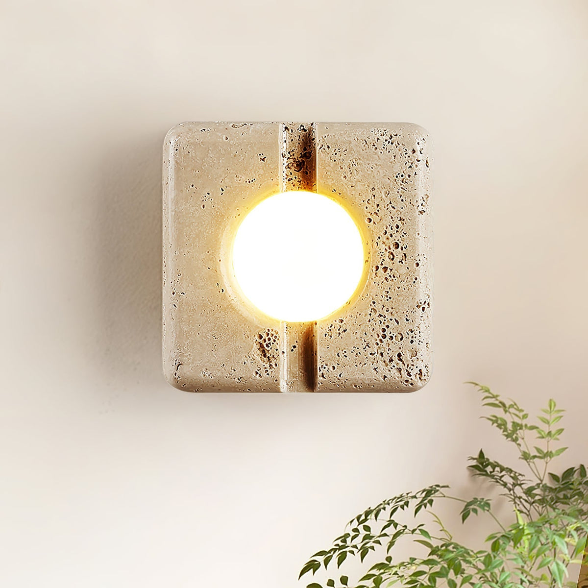 Valaora Geel travertin wandlamp