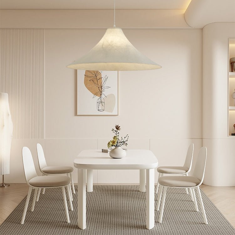 Abbotswell Moderne minimalistische hanglamp met vlakke kap van natuurlijk materiaal