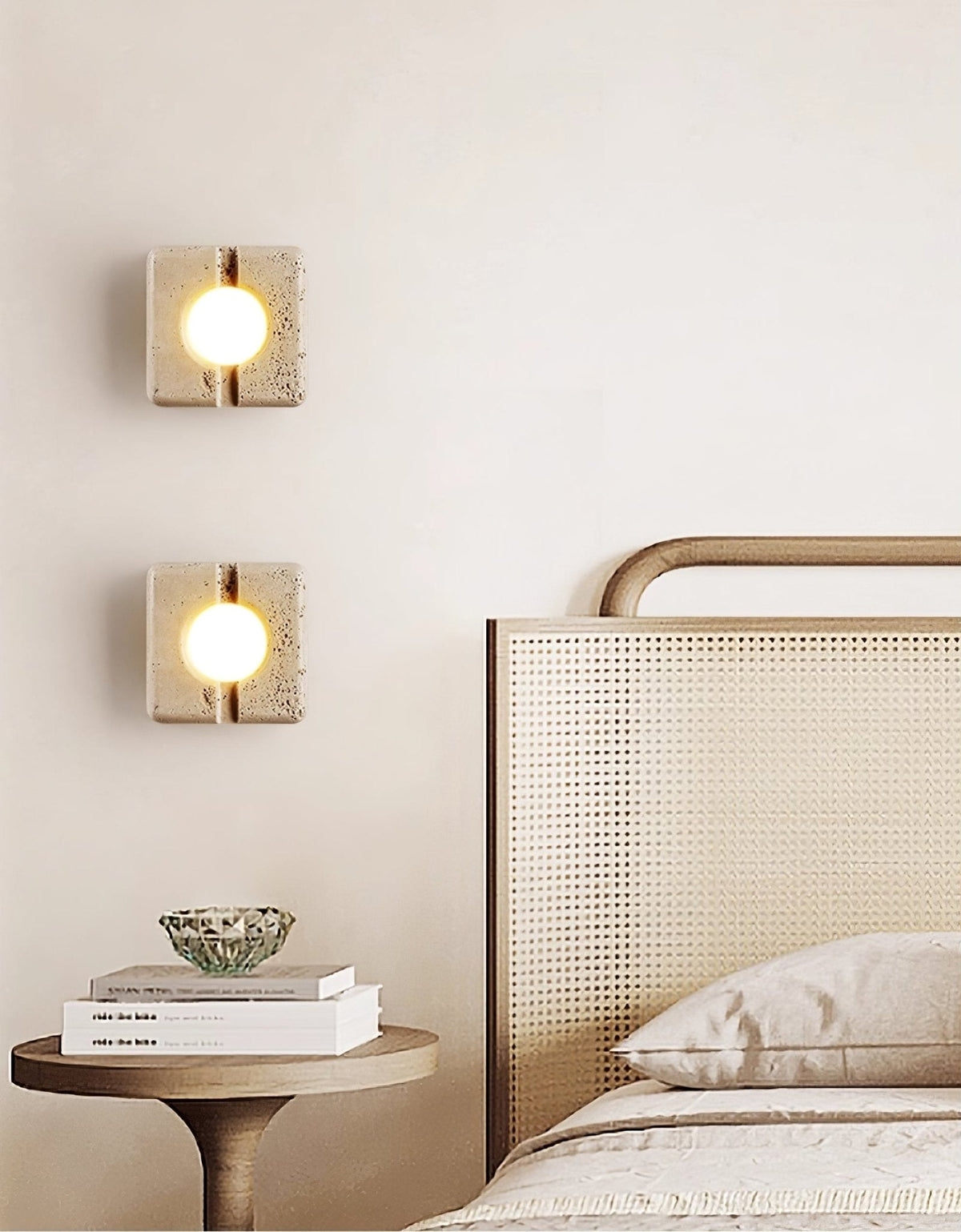Valaora Geel travertin wandlamp