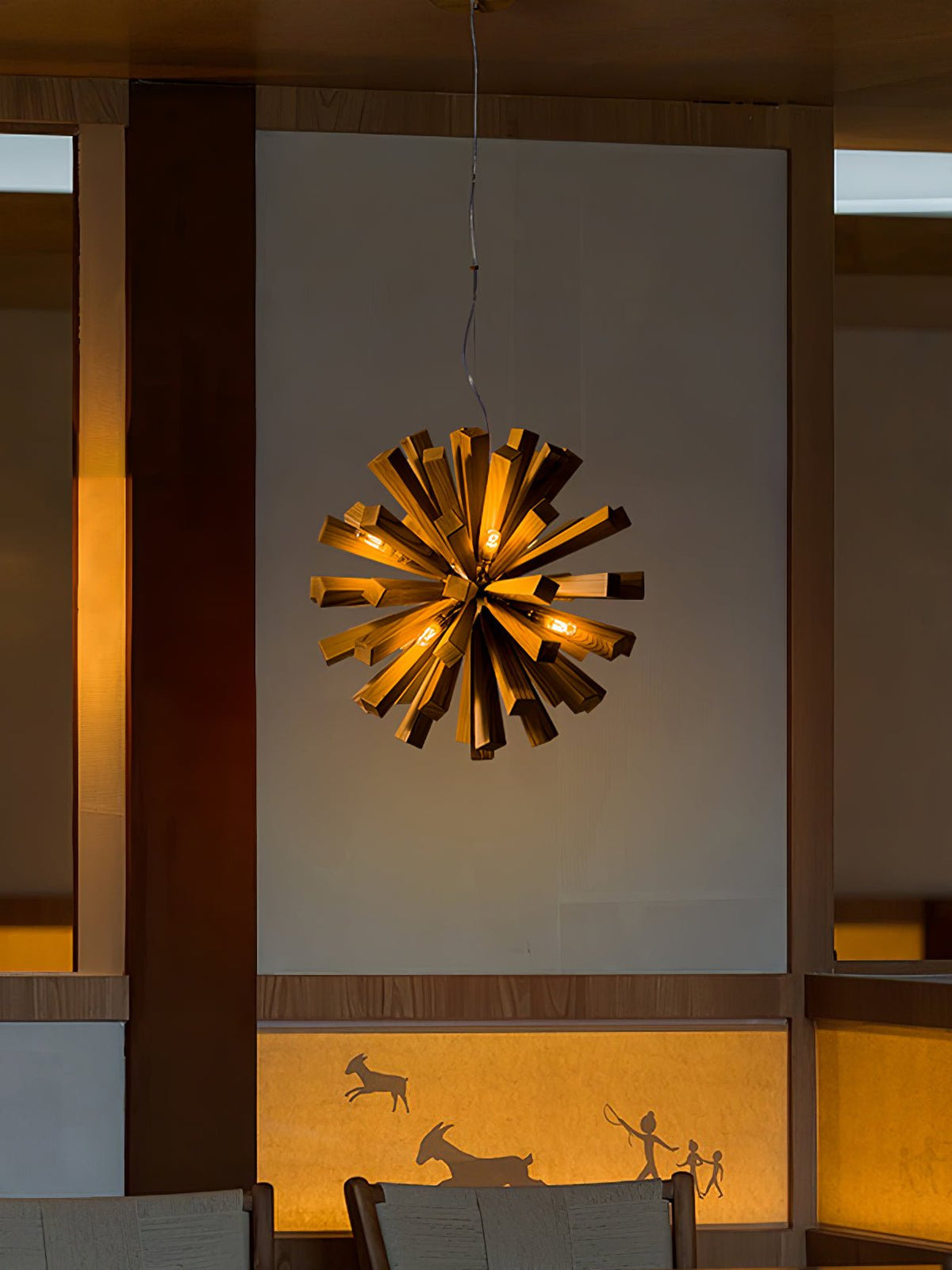 Elvarelle Premium Noordse kunst Burst hout kroonluchter