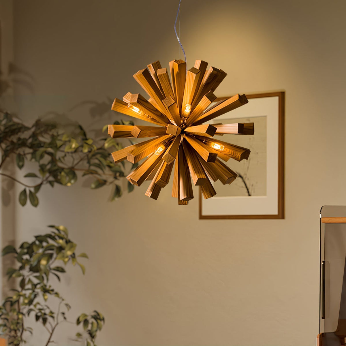 Elvarelle Premium Noordse kunst Burst hout kroonluchter