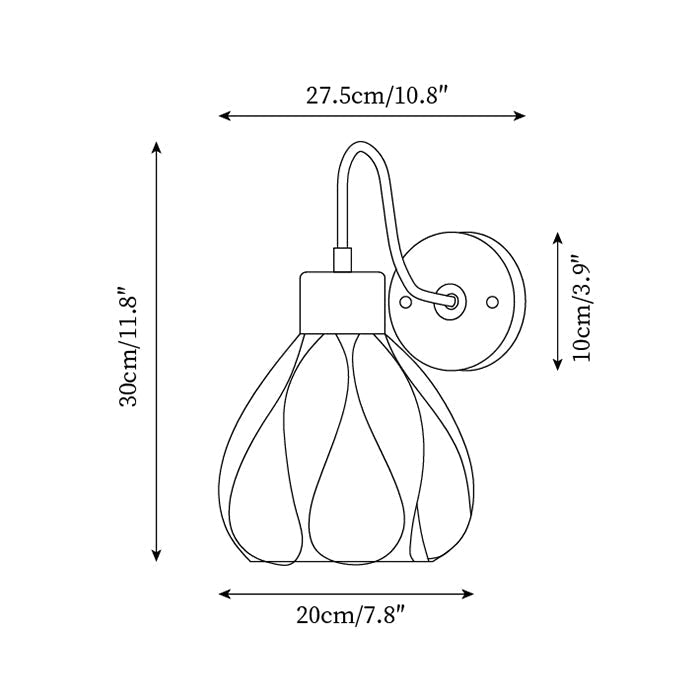 Pivona wandlamp met glazen bloemblaadje