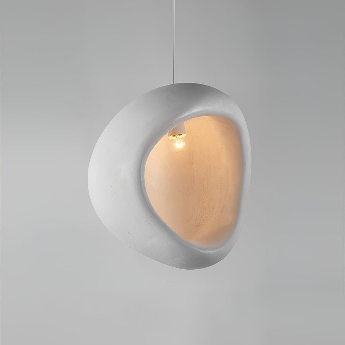 Seo hanglamp uit gips, organische druppelvorm, Wabi Sabi