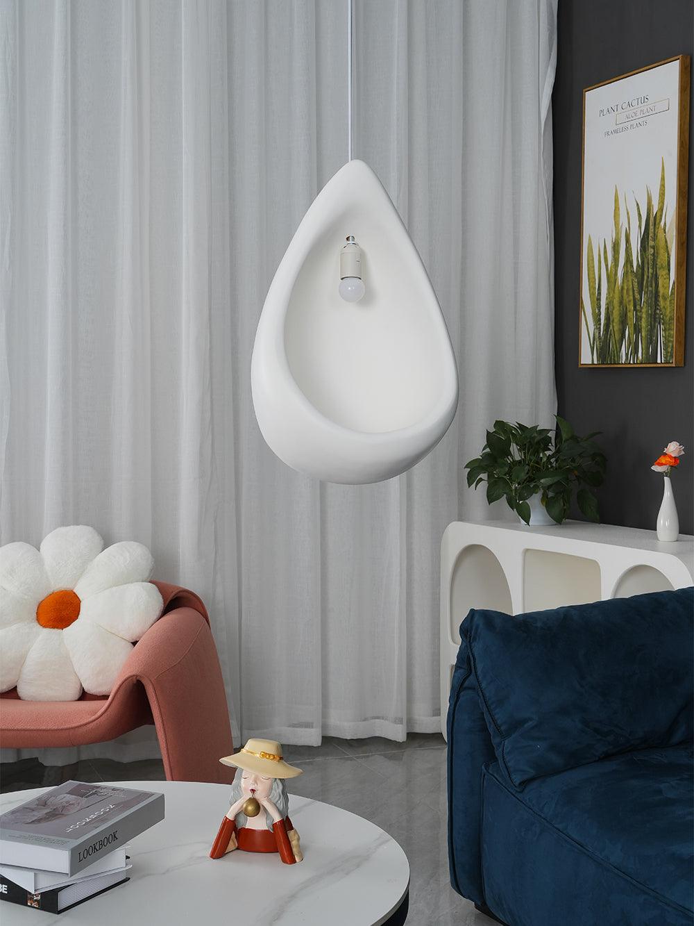 Seo hanglamp uit gips, organische druppelvorm, Wabi Sabi