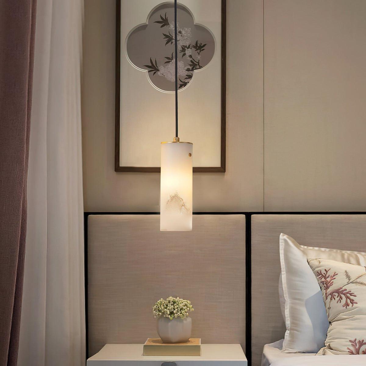 Lyvina verticale hanglamp van albast