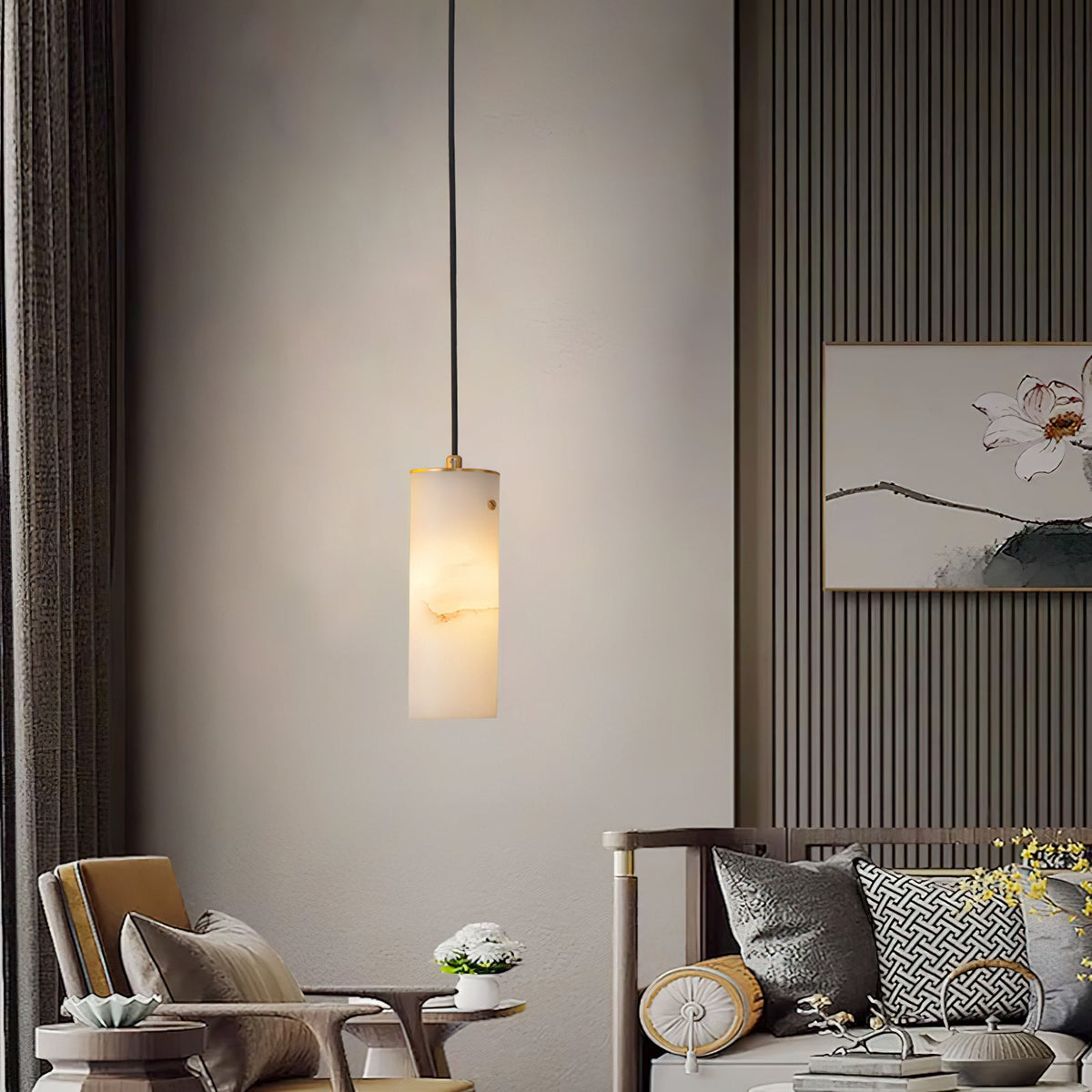 Lyvina verticale hanglamp van albast