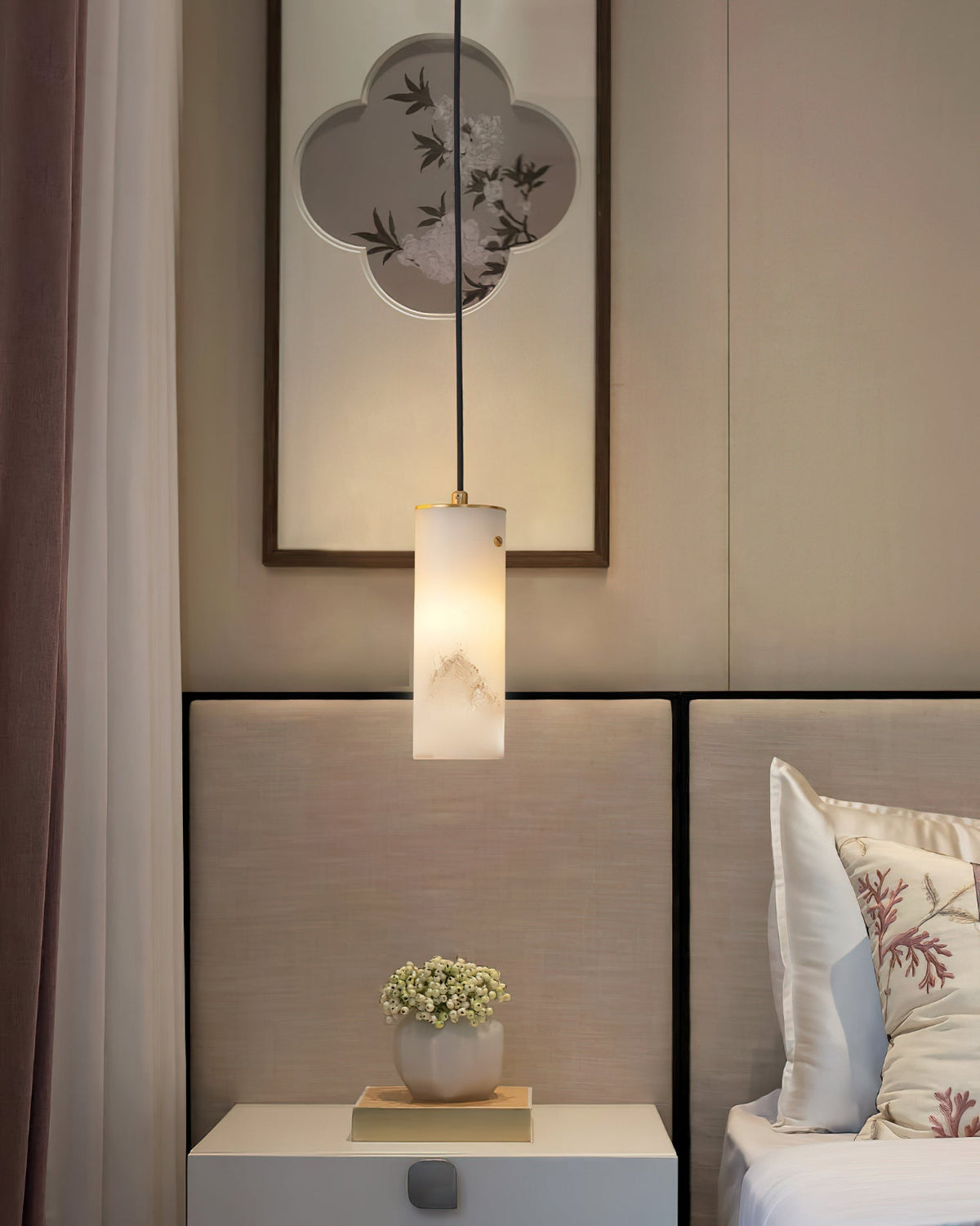 Lyvina verticale hanglamp van albast