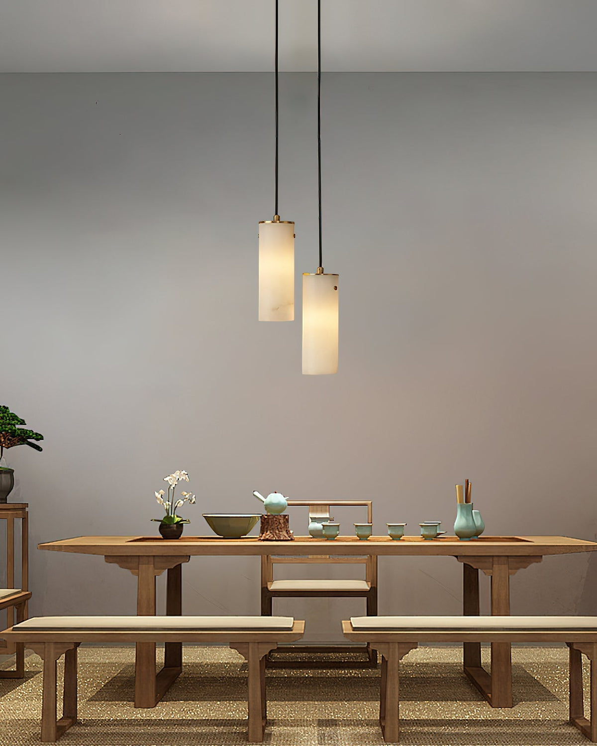 Lyvina verticale hanglamp van albast