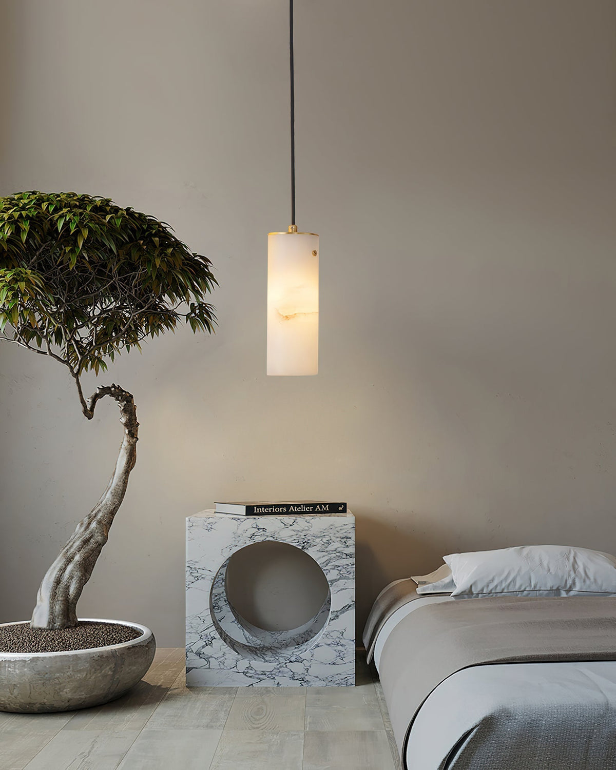 Lyvina verticale hanglamp van albast