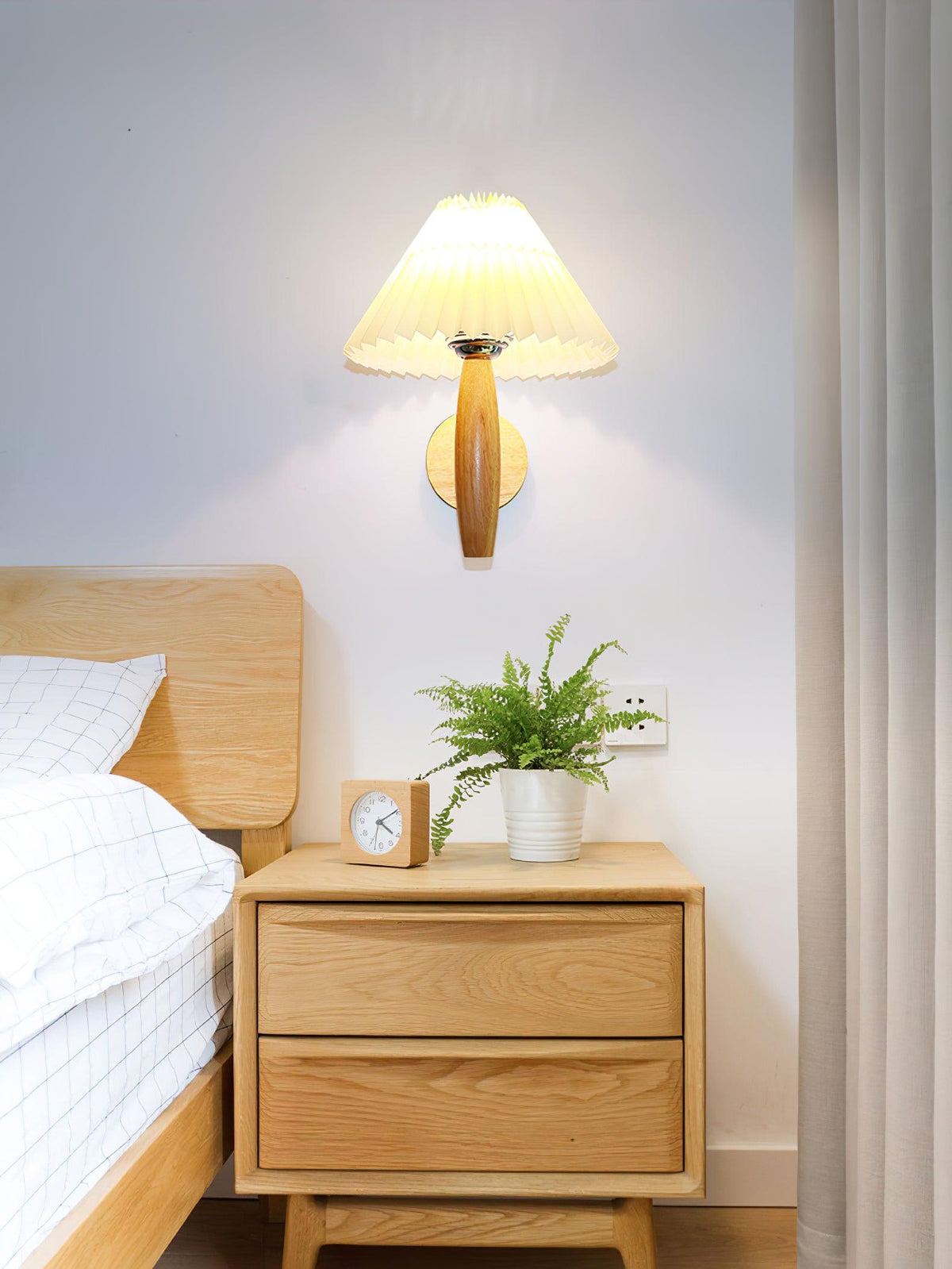 Elvivelle Moderne wandlamp van eikenhout