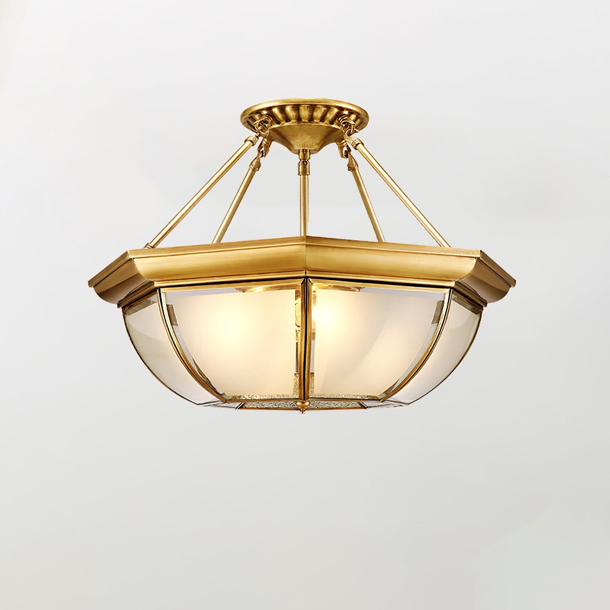Vorenis bolvormige plafondlamp van messing glas