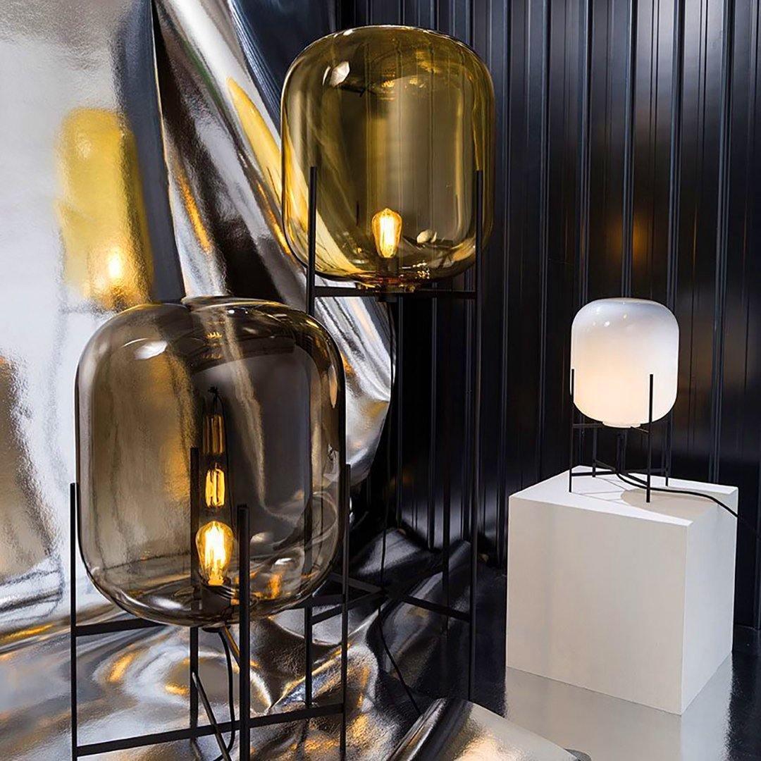 Liorivelia industriële vloerlamp van glas