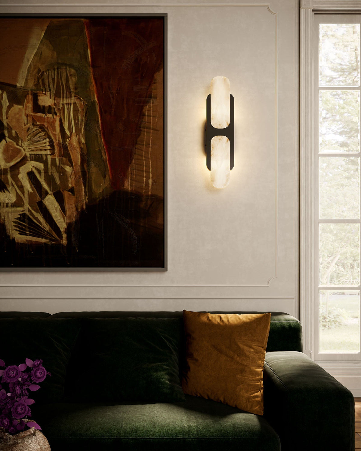 Lylaearis wandlamp met albasten kap