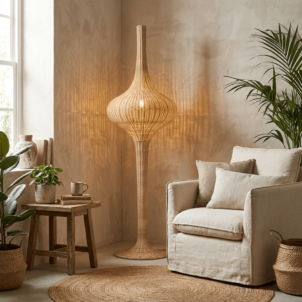Onion rotan vloerlamp